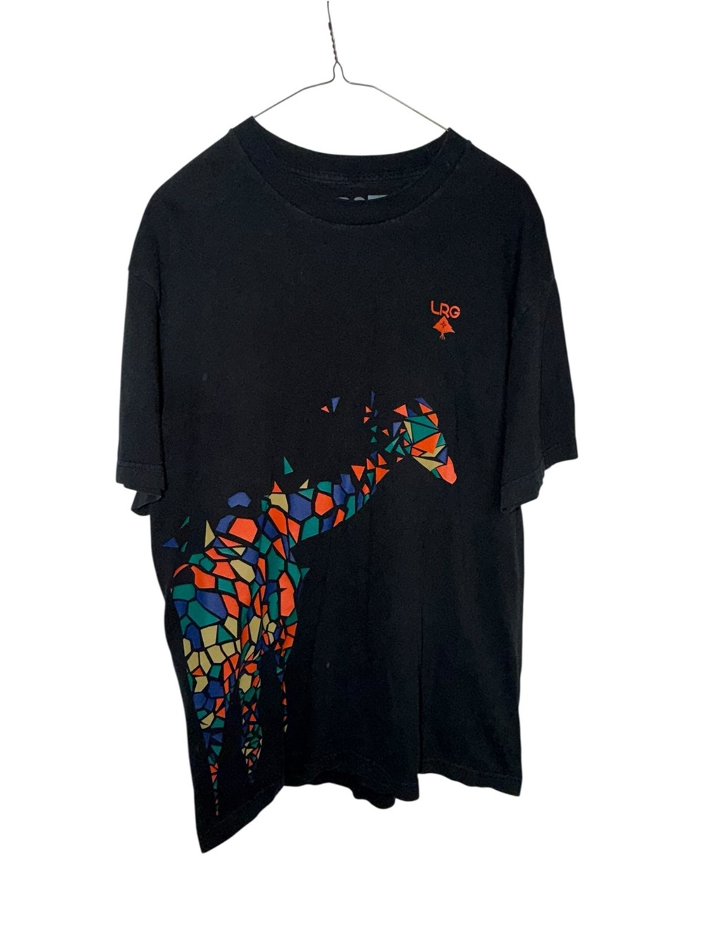 LRG Black Short-Sleeve Tee with Multicolor Mosaic Giraffe